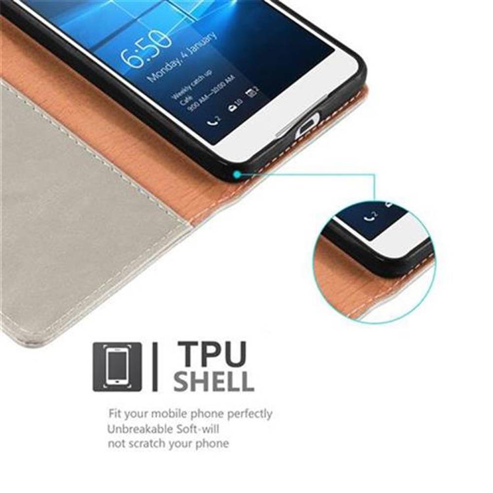 Cadorabo Hülle für Nokia Lumia 650 Schutzhülle in Braun Handyhülle Book Tasche Case Etui Luxury