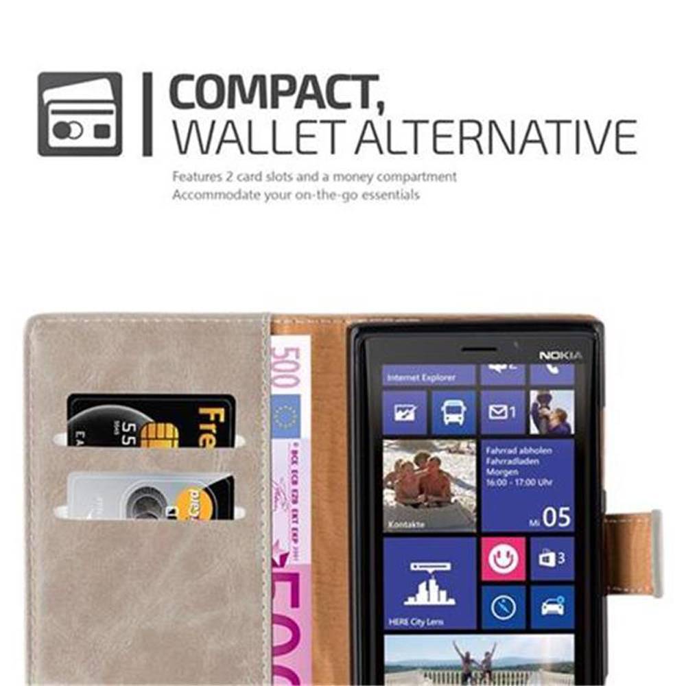 Cadorabo Hülle für Nokia Lumia 920 Schutzhülle in Braun Handyhülle Book Tasche Case Etui Luxury