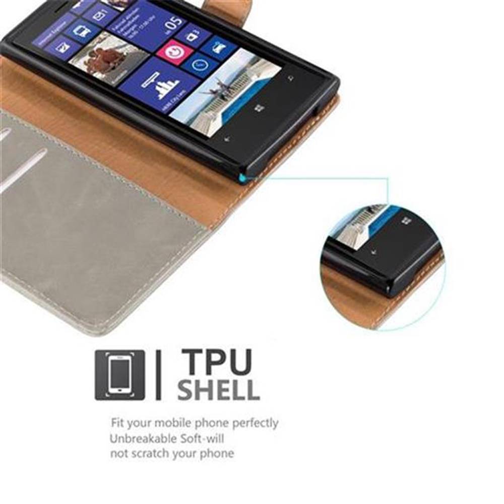 Cadorabo Hülle für Nokia Lumia 920 Schutzhülle in Braun Handyhülle Book Tasche Case Etui Luxury