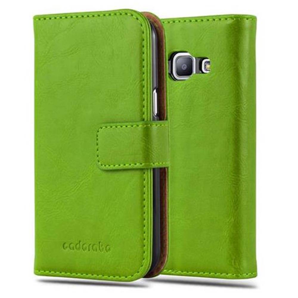 Cadorabo Hülle für Samsung Galaxy J1 2015 Schutzhülle in Grün Handyhülle Book Tasche Case Etui Luxury