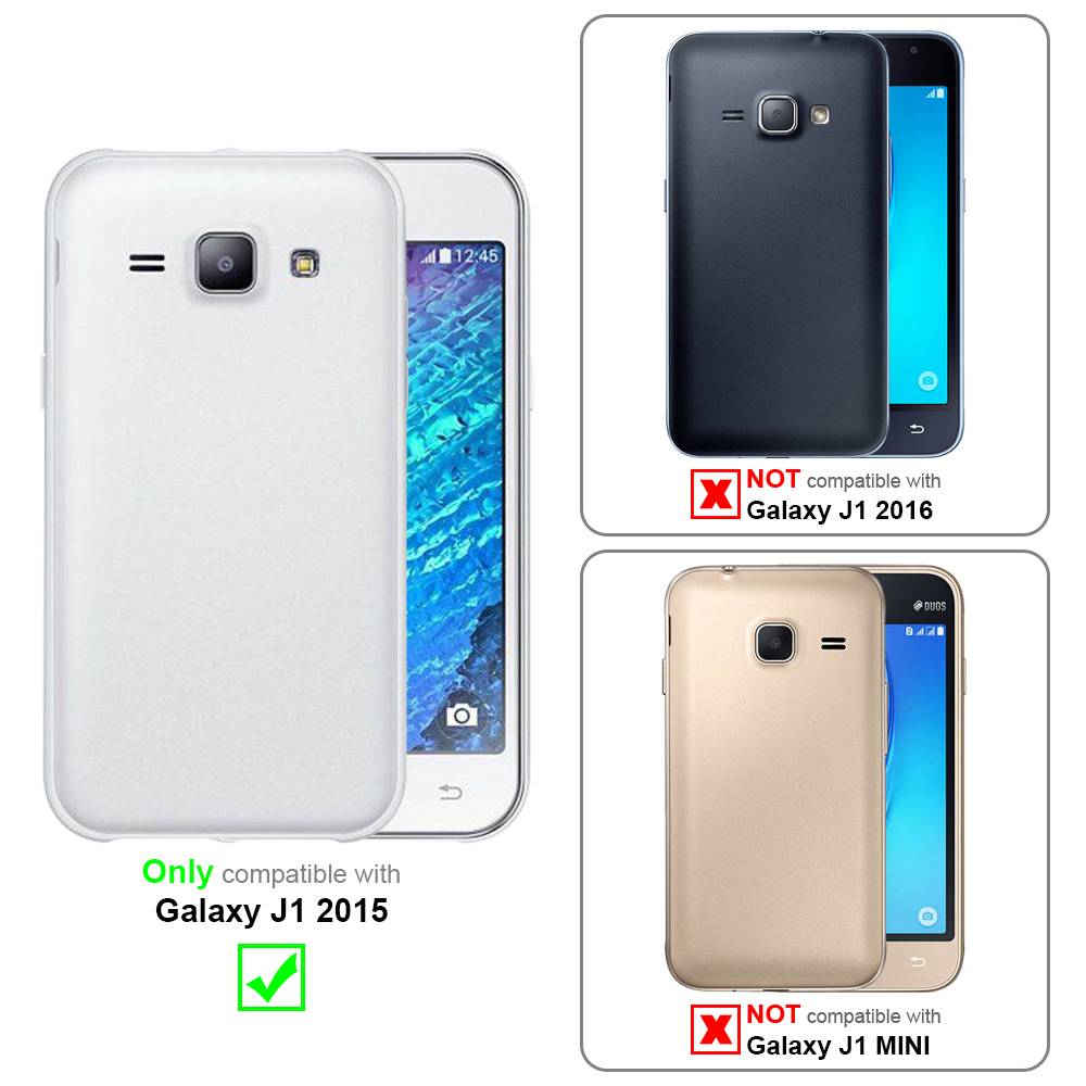 Cadorabo Hülle für Samsung Galaxy J1 2015 Schutzhülle in Grün Handyhülle Book Tasche Case Etui Luxury