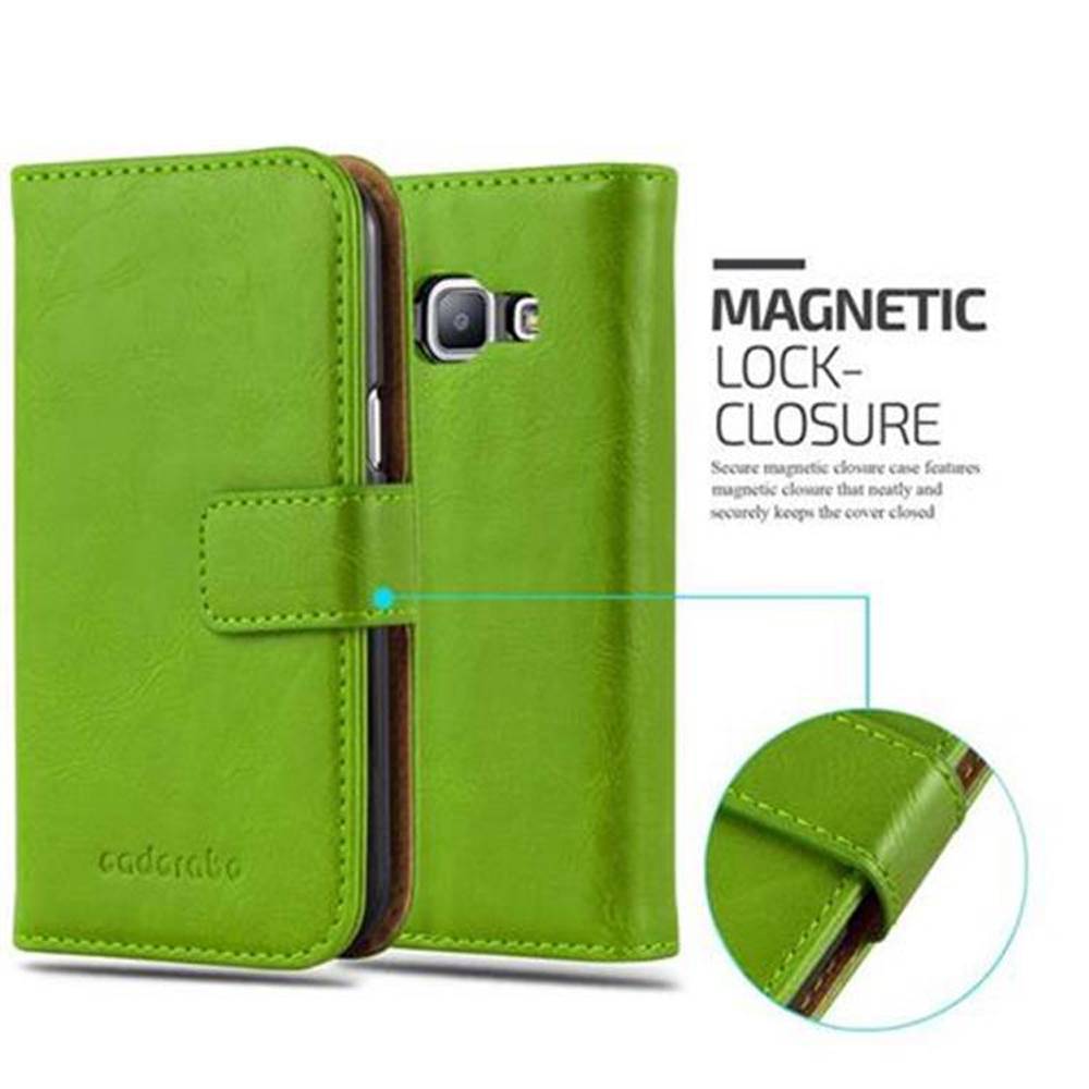 Cadorabo Hülle für Samsung Galaxy J1 2015 Schutzhülle in Grün Handyhülle Book Tasche Case Etui Luxury