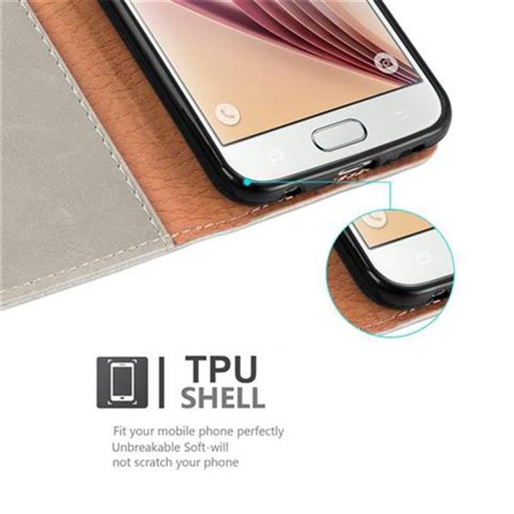 Cadorabo Hülle für Samsung Galaxy S6 Schutzhülle in Braun Handyhülle Book Tasche Case Etui Luxury