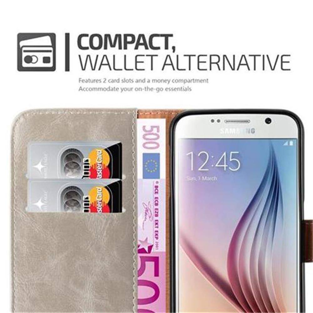 Cadorabo Hülle für Samsung Galaxy S6 Schutzhülle in Braun Handyhülle Book Tasche Case Etui Luxury