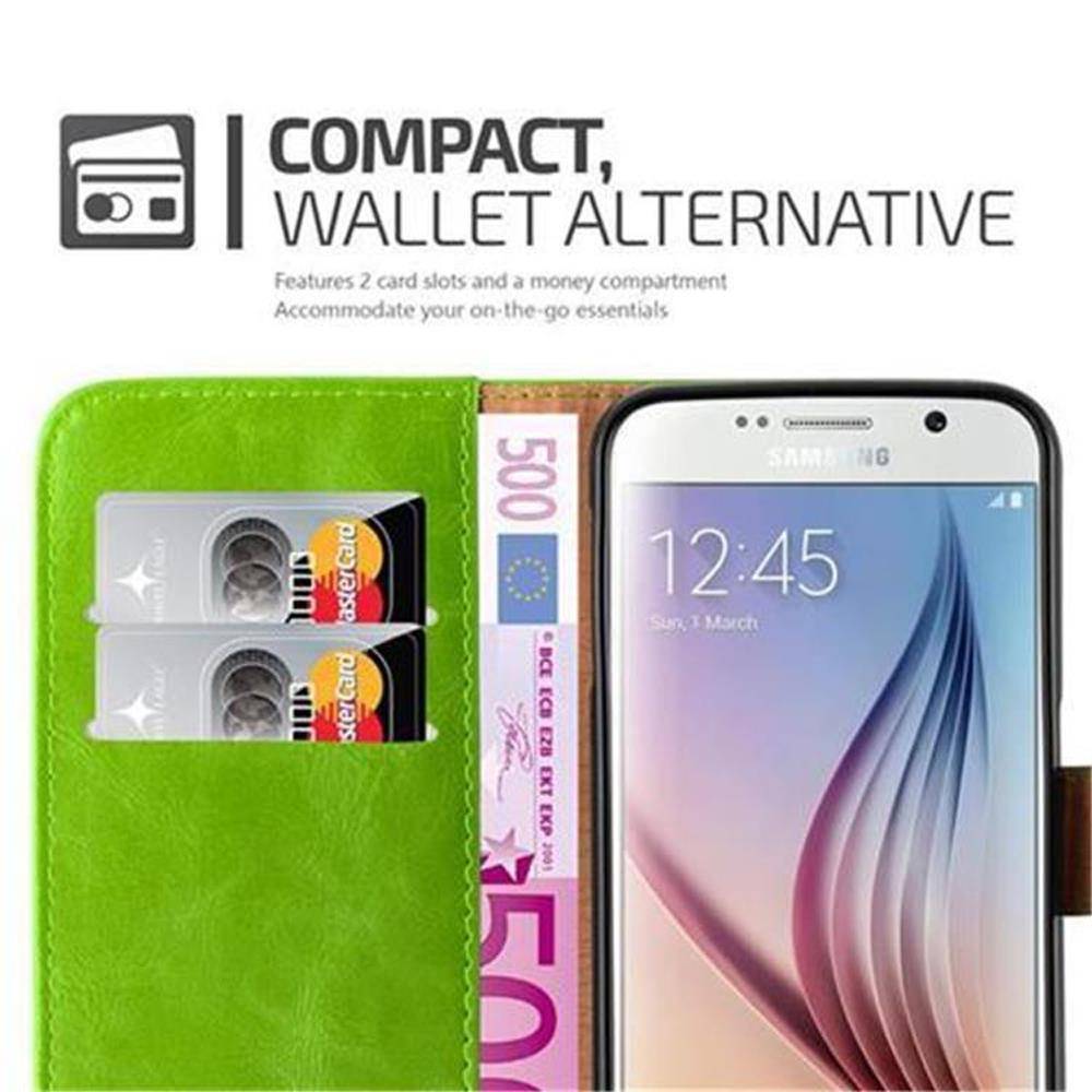 Cadorabo Hülle für Samsung Galaxy S6 Schutzhülle in Grün Handyhülle Book Tasche Case Etui Luxury