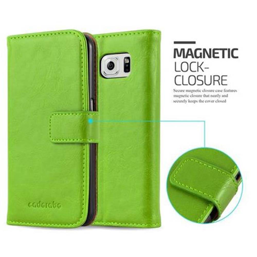 Cadorabo Hülle für Samsung Galaxy S6 Schutzhülle in Grün Handyhülle Book Tasche Case Etui Luxury