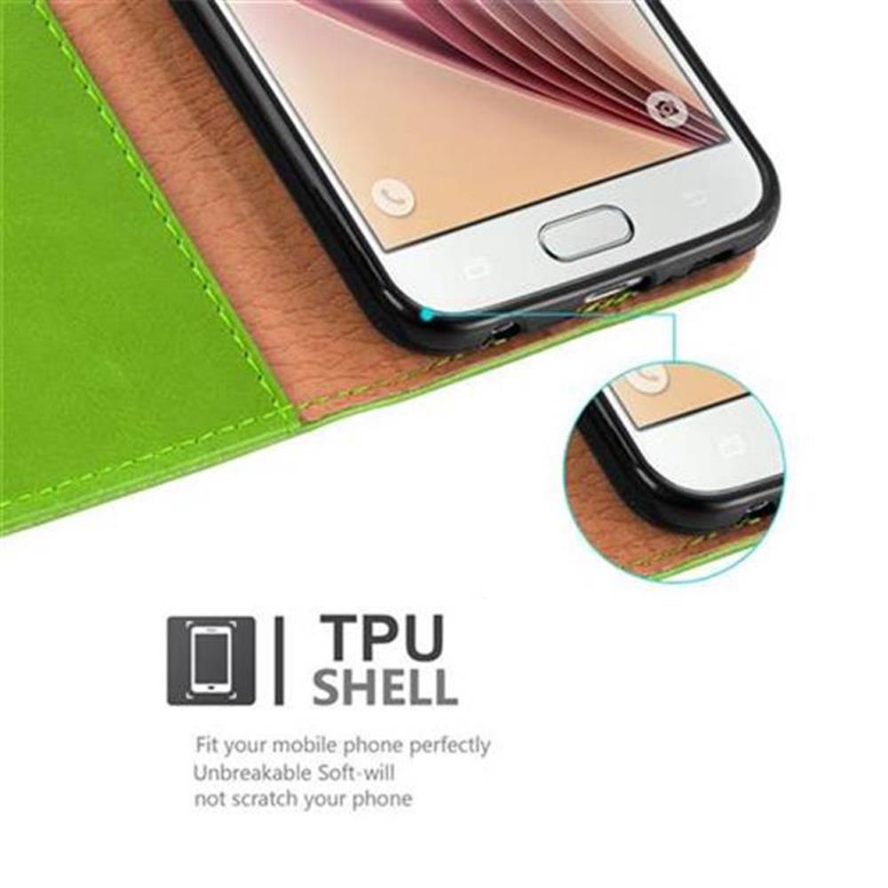 Cadorabo Hülle für Samsung Galaxy S6 Schutzhülle in Grün Handyhülle Book Tasche Case Etui Luxury