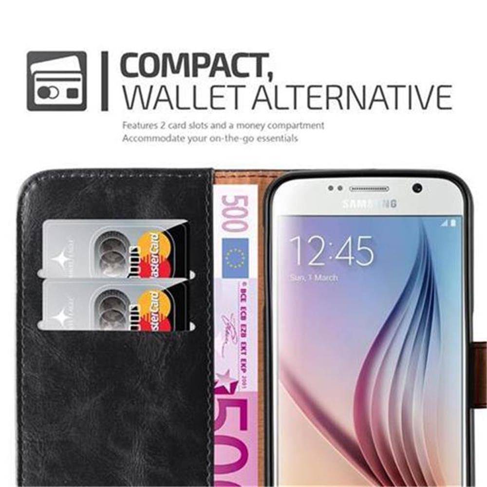Cadorabo Hülle für Samsung Galaxy S6 Schutzhülle in Schwarz Handyhülle Book Tasche Case Etui Luxury
