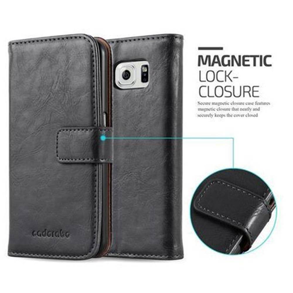 Cadorabo Hülle für Samsung Galaxy S6 Schutzhülle in Schwarz Handyhülle Book Tasche Case Etui Luxury