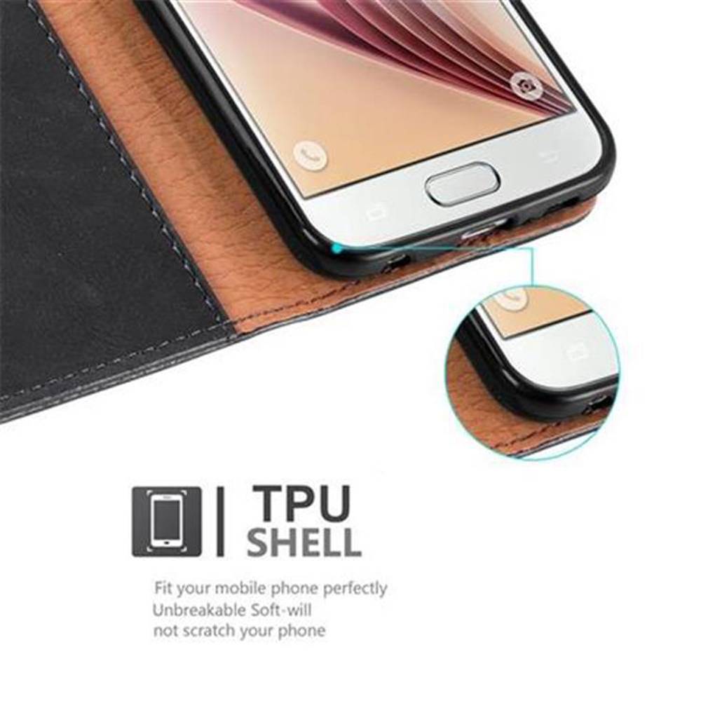Cadorabo Hülle für Samsung Galaxy S6 Schutzhülle in Schwarz Handyhülle Book Tasche Case Etui Luxury