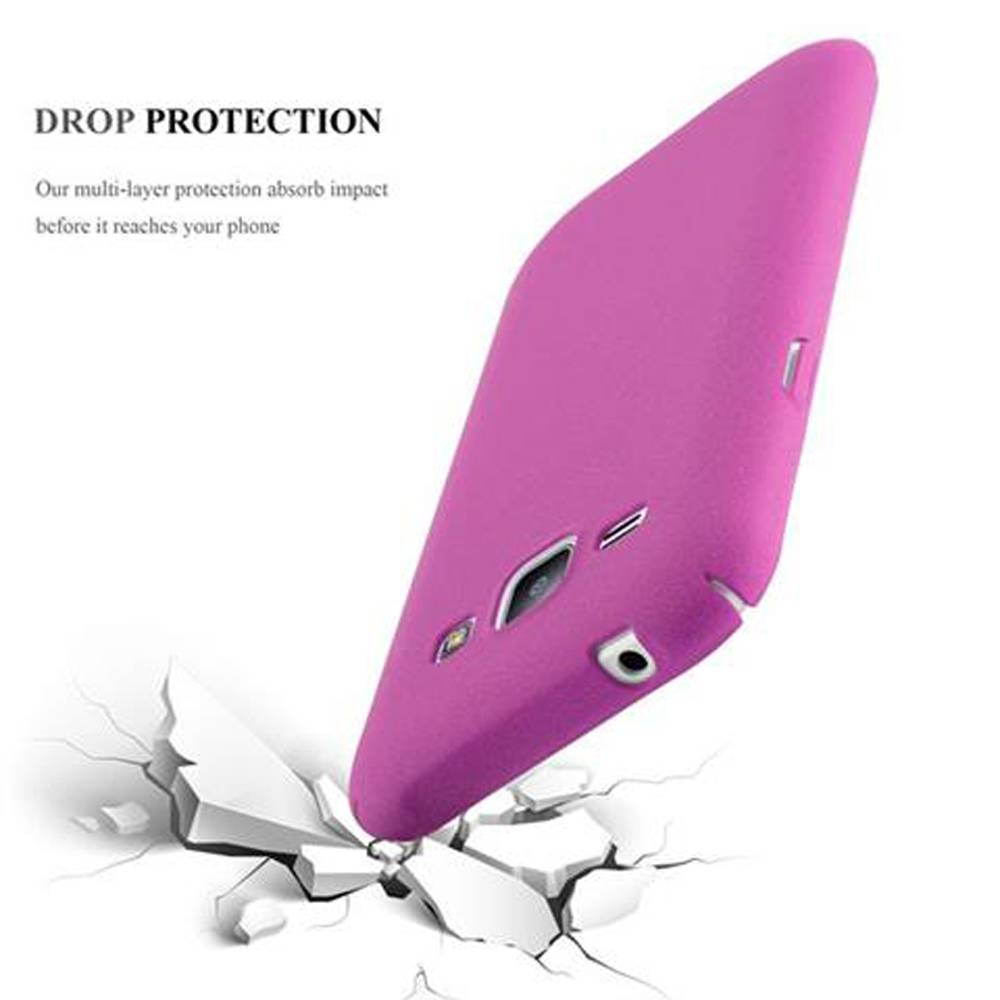 Cadorabo Schutzhülle für Samsung Galaxy J1 2015 Hülle in Pink Etui Hard Case Handyhülle Cover