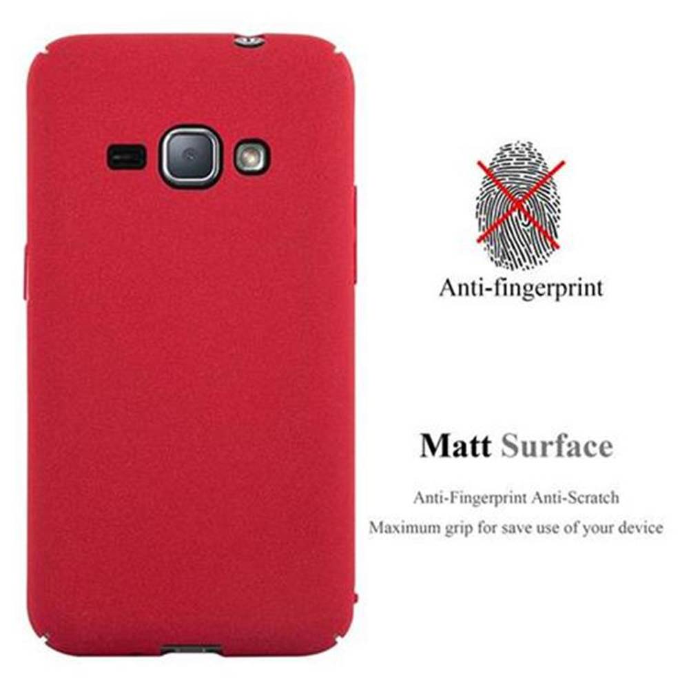 Cadorabo Schutzhülle für Samsung Galaxy J1 2016 Hülle in Rot Etui Hard Case Handyhülle Cover