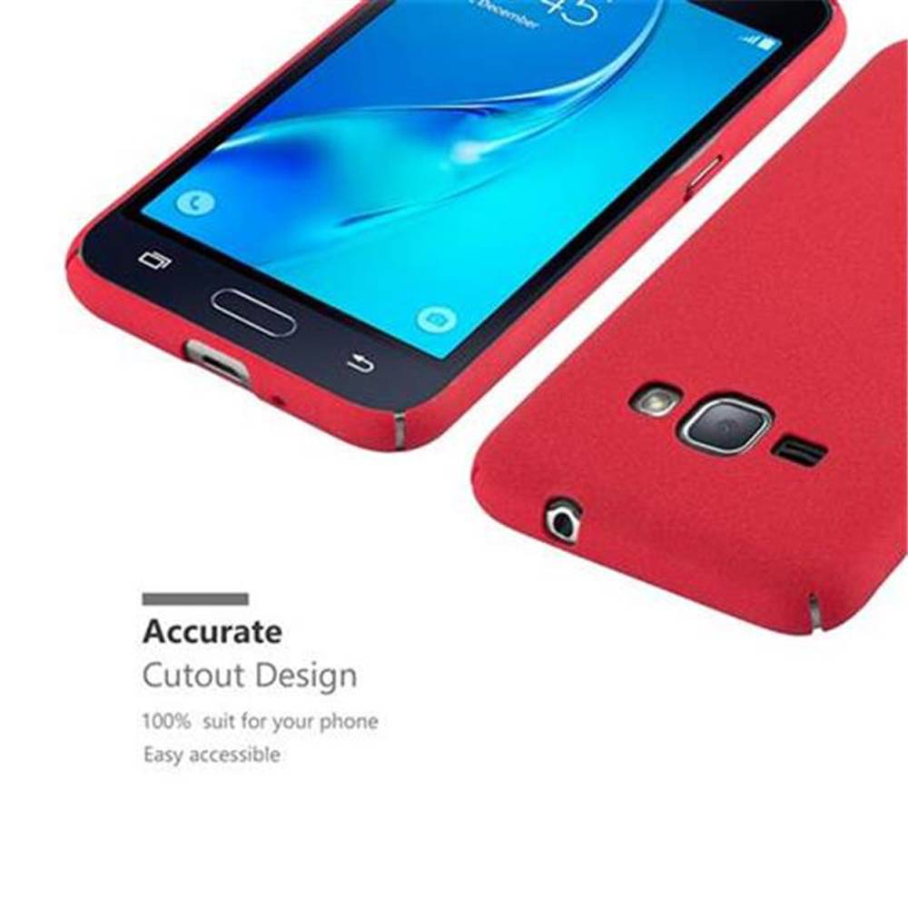 Cadorabo Schutzhülle für Samsung Galaxy J1 2016 Hülle in Rot Etui Hard Case Handyhülle Cover