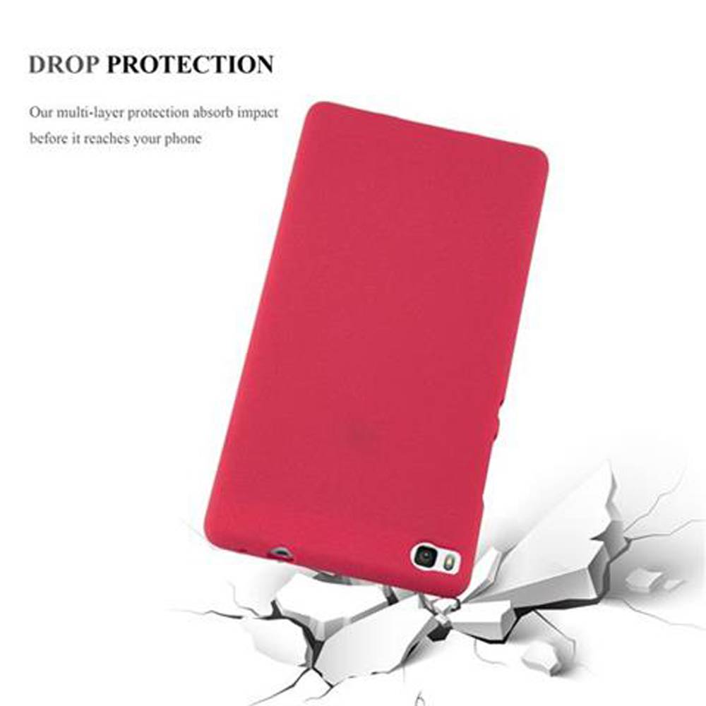 Cadorabo Schutzhülle für Huawei P8 Hülle in Rot Handyhülle TPU Etui Cover Case