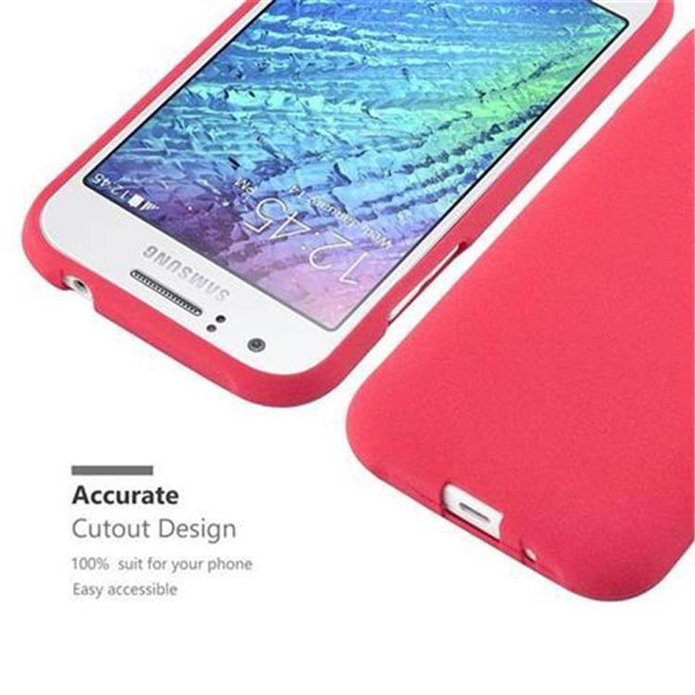 Cadorabo Schutzhülle für Samsung Galaxy J1 2015 Hülle in Rot Handyhülle TPU Etui Cover Case