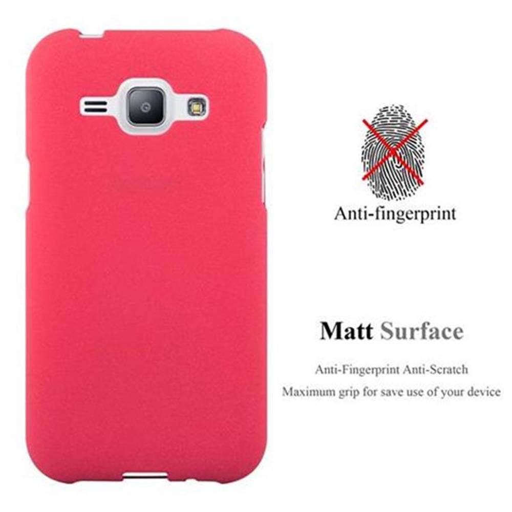 Cadorabo Schutzhülle für Samsung Galaxy J1 2015 Hülle in Rot Handyhülle TPU Etui Cover Case
