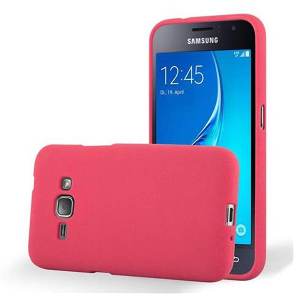 Cadorabo Schutzhülle für Samsung Galaxy J1 2016 Hülle in Rot Handyhülle TPU Etui Cover Case