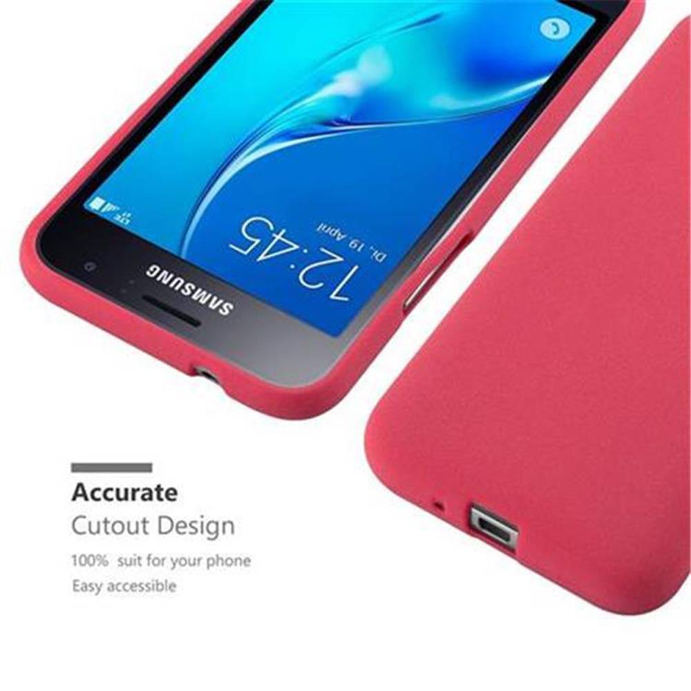 Cadorabo Schutzhülle für Samsung Galaxy J1 2016 Hülle in Rot Handyhülle TPU Etui Cover Case