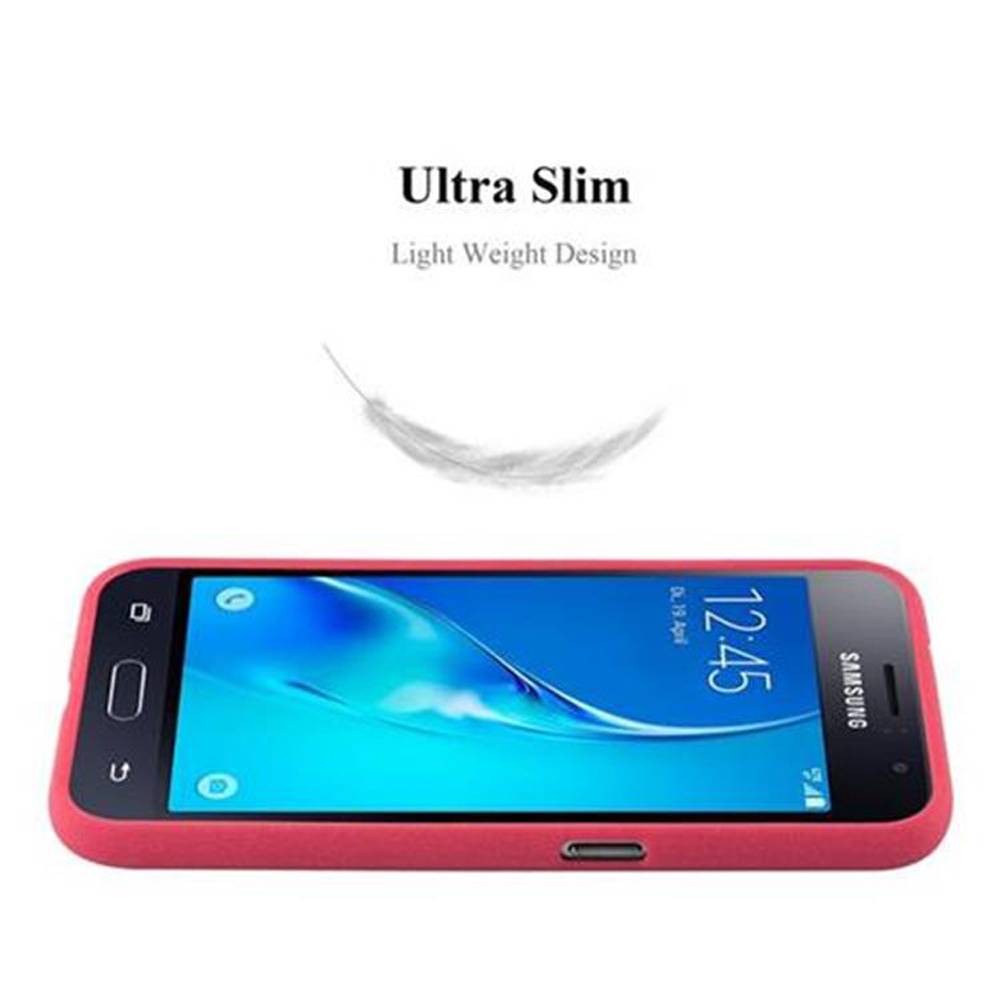 Cadorabo Schutzhülle für Samsung Galaxy J1 2016 Hülle in Rot Handyhülle TPU Etui Cover Case
