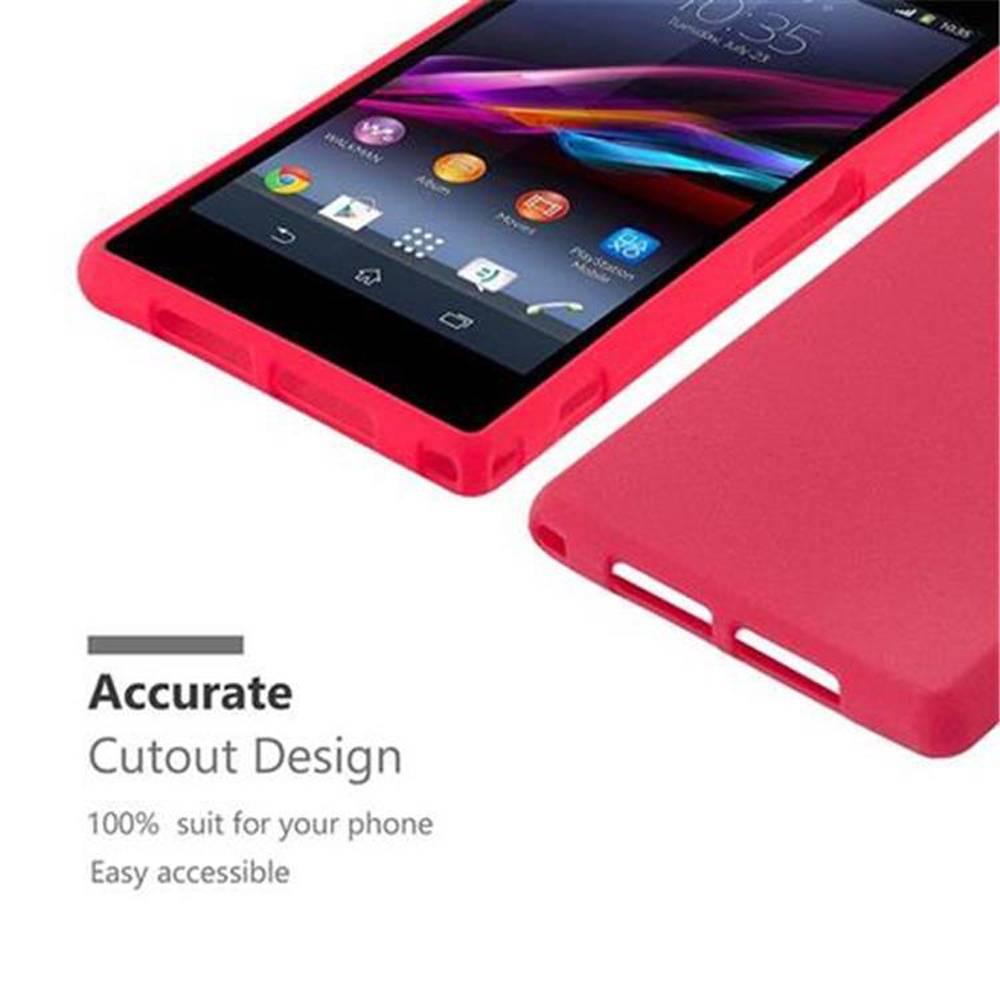 Cadorabo Schutzhülle für Sony Xperia Z1 COMPACT Hülle in Rot Handyhülle TPU Etui Cover Case