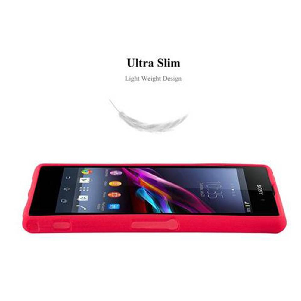 Cadorabo Schutzhülle für Sony Xperia Z1 COMPACT Hülle in Rot Handyhülle TPU Etui Cover Case
