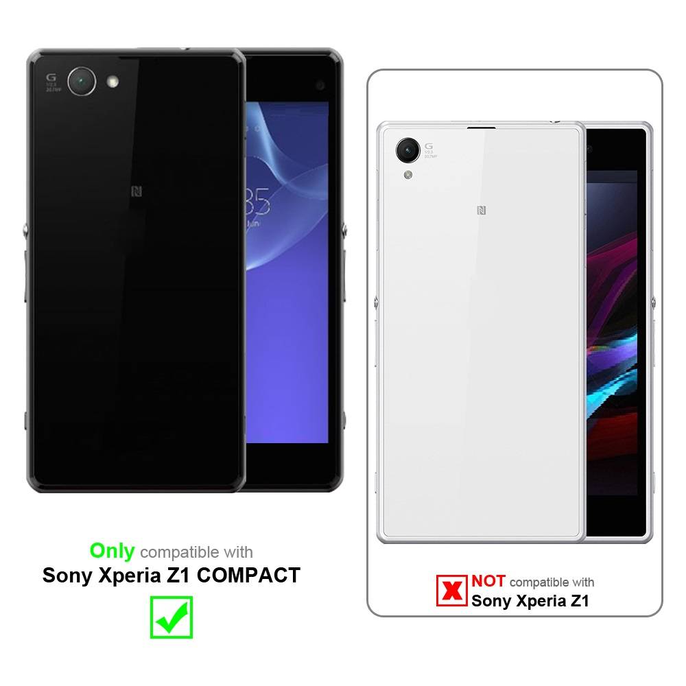 Cadorabo Schutzhülle für Sony Xperia Z1 COMPACT Hülle in Rot Handyhülle TPU Etui Cover Case