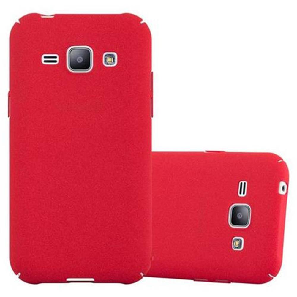 Cadorabo Schutzhülle für Samsung Galaxy J1 2015 Hülle in Rot Etui Hard Case Handyhülle Cover