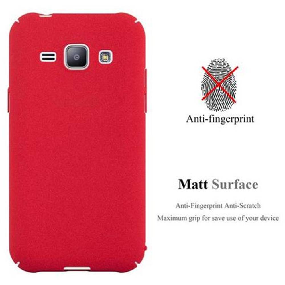 Cadorabo Schutzhülle für Samsung Galaxy J1 2015 Hülle in Rot Etui Hard Case Handyhülle Cover