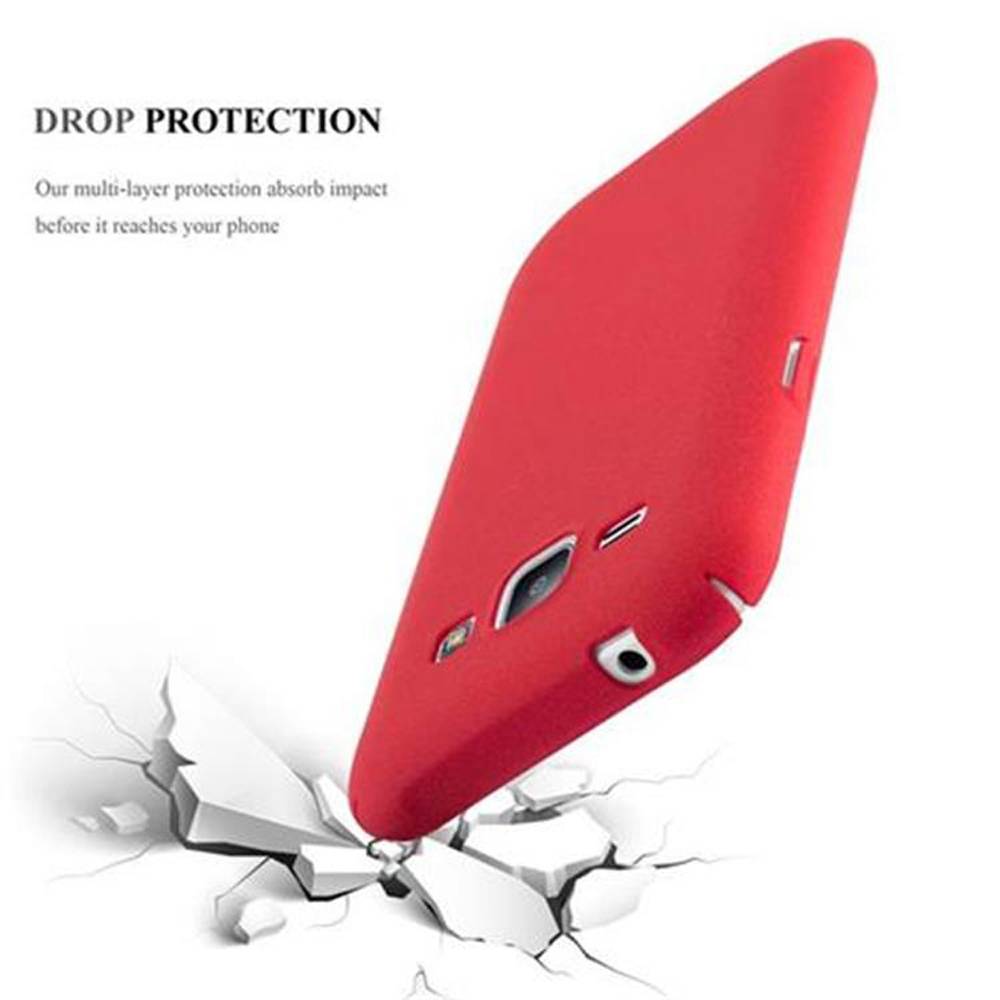 Cadorabo Schutzhülle für Samsung Galaxy J1 2015 Hülle in Rot Etui Hard Case Handyhülle Cover