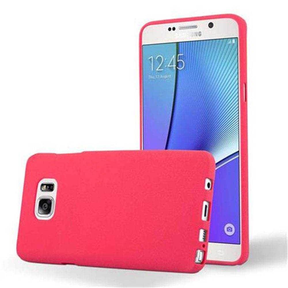 Cadorabo Schutzhülle für Samsung Galaxy NOTE 5 Hülle in Rot Handyhülle TPU Etui Cover Case