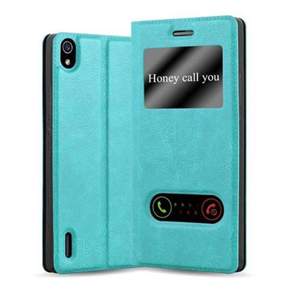 Cadorabo Schutzhülle für Huawei ASCEND P7 Hülle in Türkis Handyhülle Book Case Cover Etui