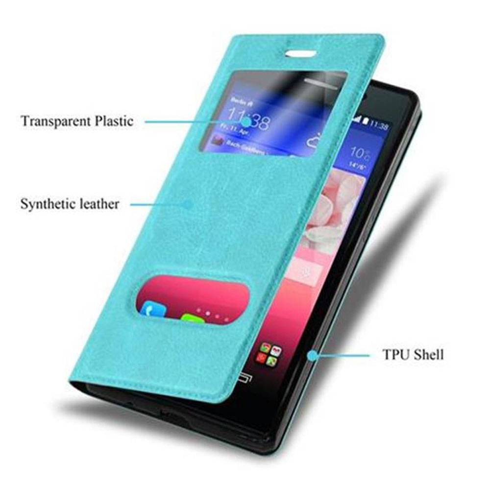 Cadorabo Schutzhülle für Huawei ASCEND P7 Hülle in Türkis Handyhülle Book Case Cover Etui