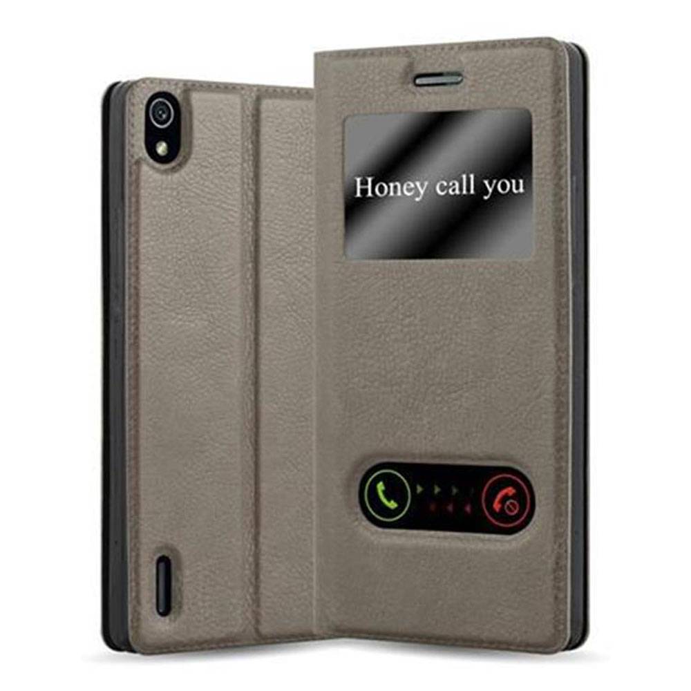 Cadorabo Schutzhülle für Huawei ASCEND P7 Hülle in Braun Handyhülle Book Case Cover Etui