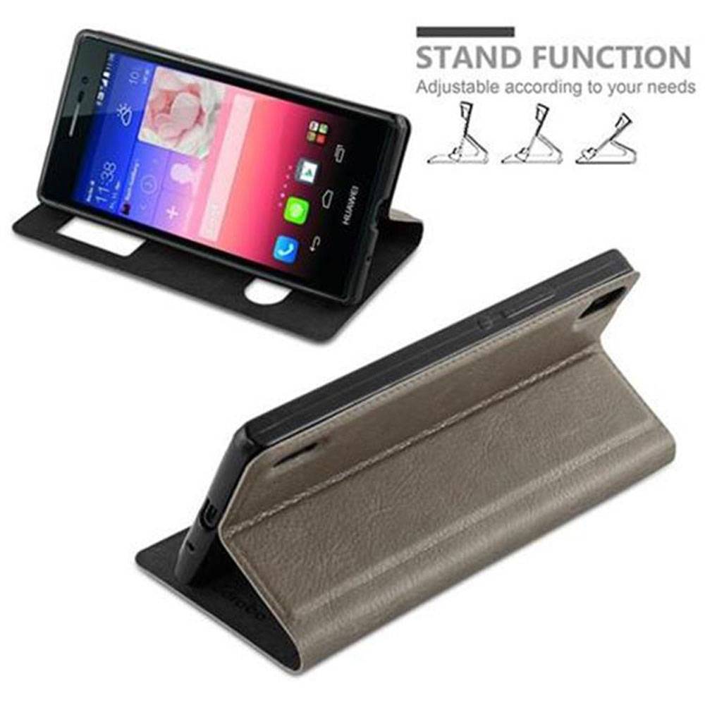 Cadorabo Schutzhülle für Huawei ASCEND P7 Hülle in Braun Handyhülle Book Case Cover Etui