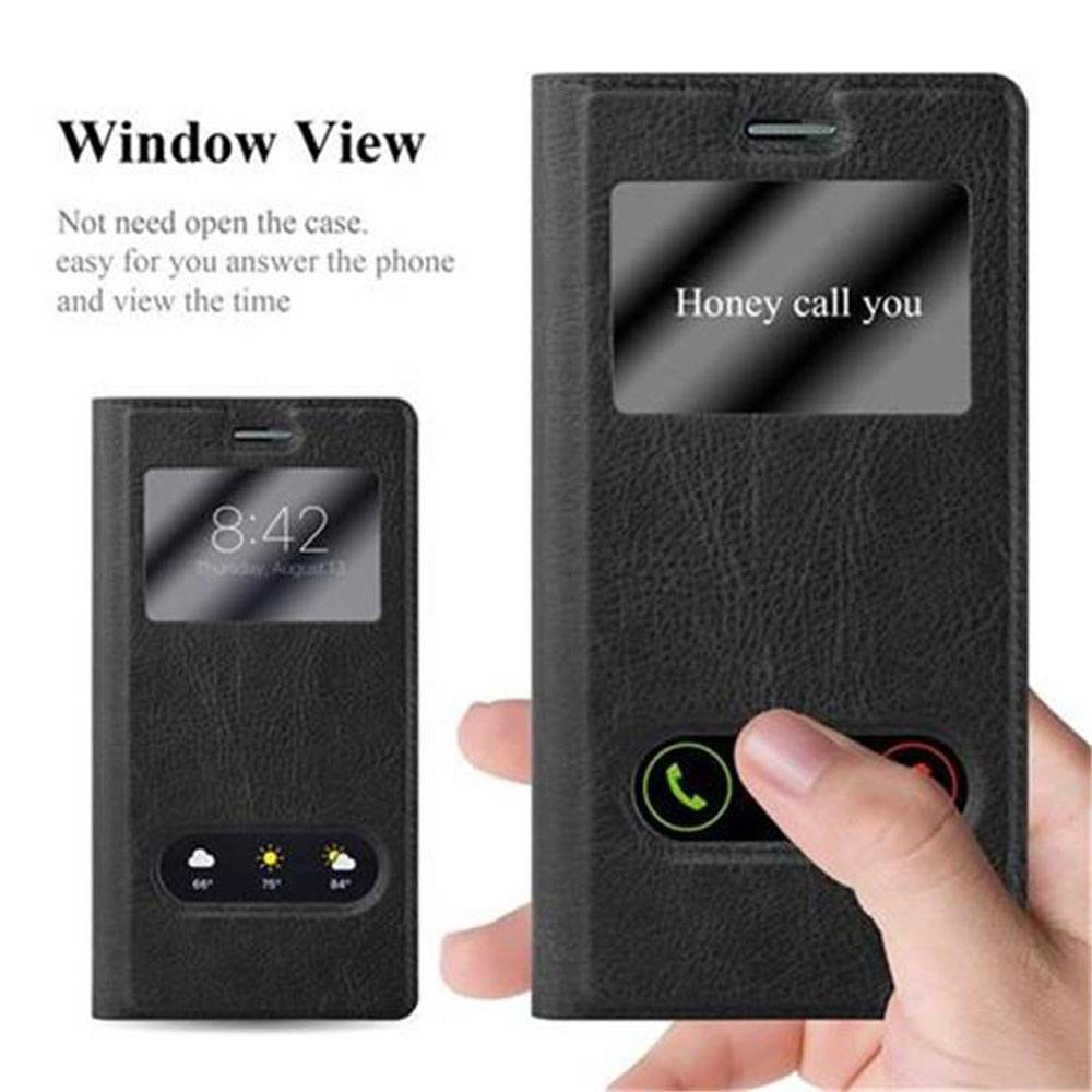 Cadorabo Schutzhülle für Huawei ASCEND P7 Hülle in Schwarz Handyhülle Book Case Cover Etui