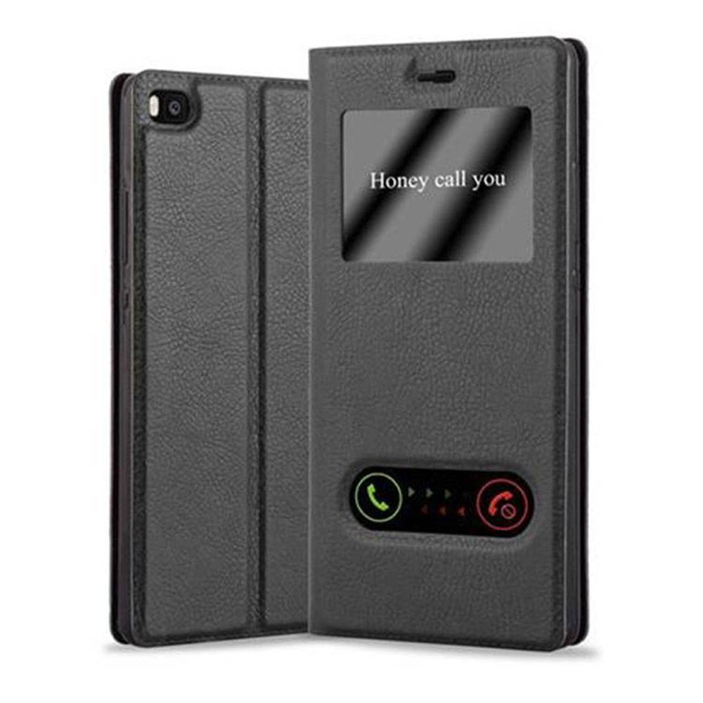 Cadorabo Schutzhülle für Huawei P8 Hülle in Schwarz Handyhülle Book Case Cover Etui