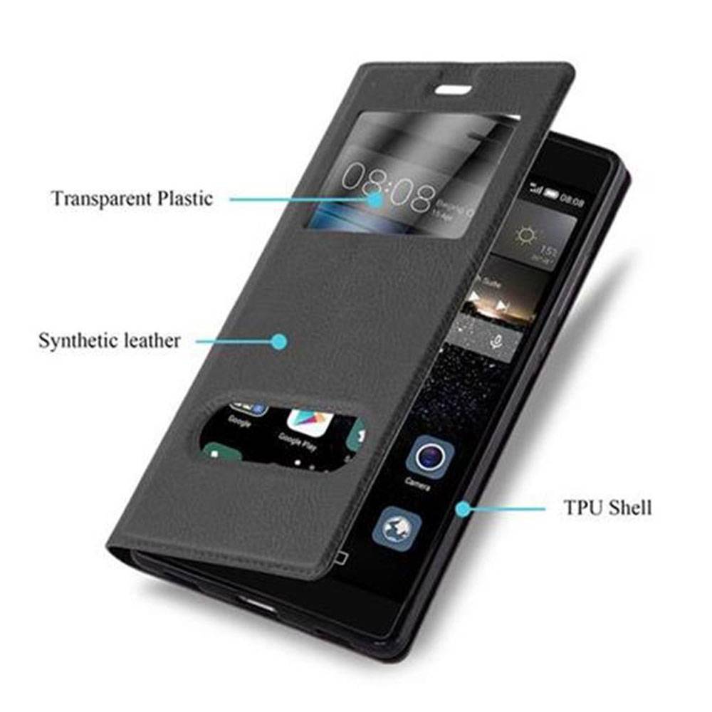 Cadorabo Schutzhülle für Huawei P8 Hülle in Schwarz Handyhülle Book Case Cover Etui