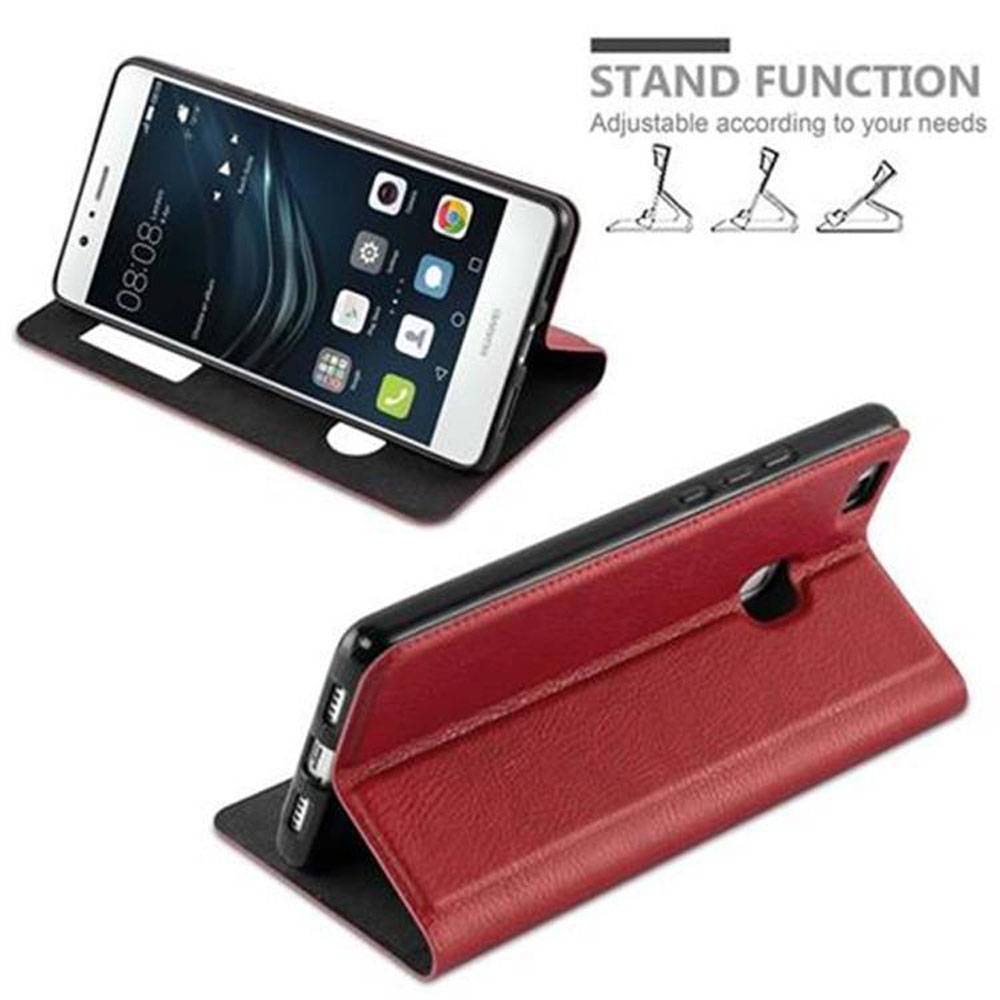 Cadorabo Schutzhülle für Huawei P9 LITE 2016 / G9 LITE Hülle in Rot Handyhülle Book Case Cover Etui