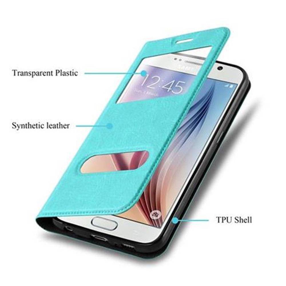 Cadorabo Schutzhülle für Samsung Galaxy S6 Hülle in Türkis Handyhülle Book Case Cover Etui
