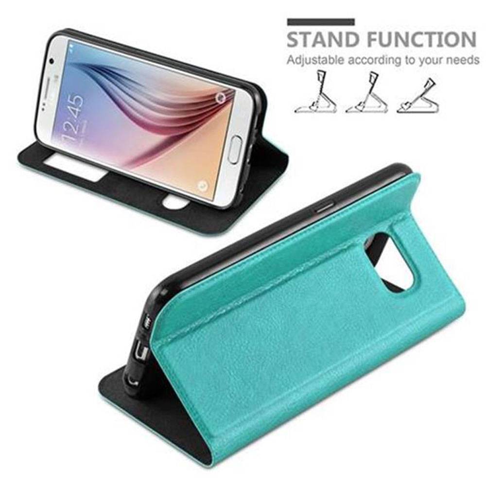 Cadorabo Schutzhülle für Samsung Galaxy S6 Hülle in Türkis Handyhülle Book Case Cover Etui
