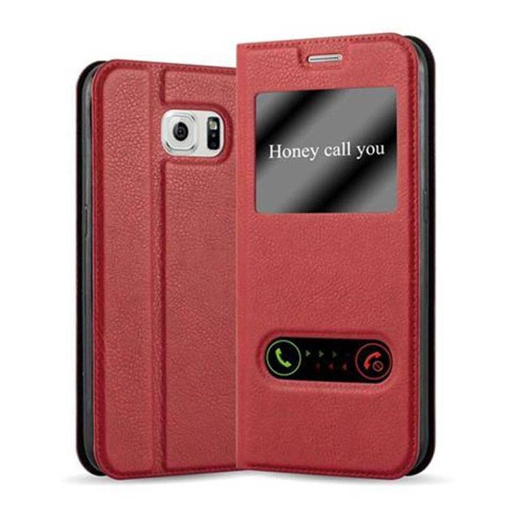 Cadorabo Schutzhülle für Samsung Galaxy S6 Hülle in Rot Handyhülle Book Case Cover Etui