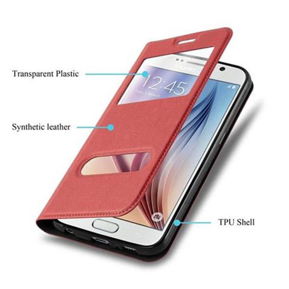 Cadorabo Schutzhülle für Samsung Galaxy S6 Hülle in Rot Handyhülle Book Case Cover Etui