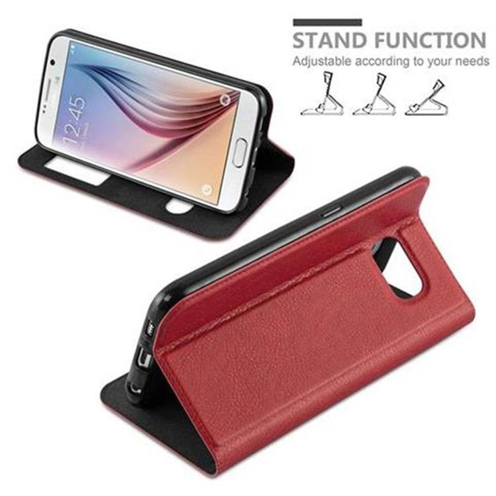 Cadorabo Schutzhülle für Samsung Galaxy S6 Hülle in Rot Handyhülle Book Case Cover Etui