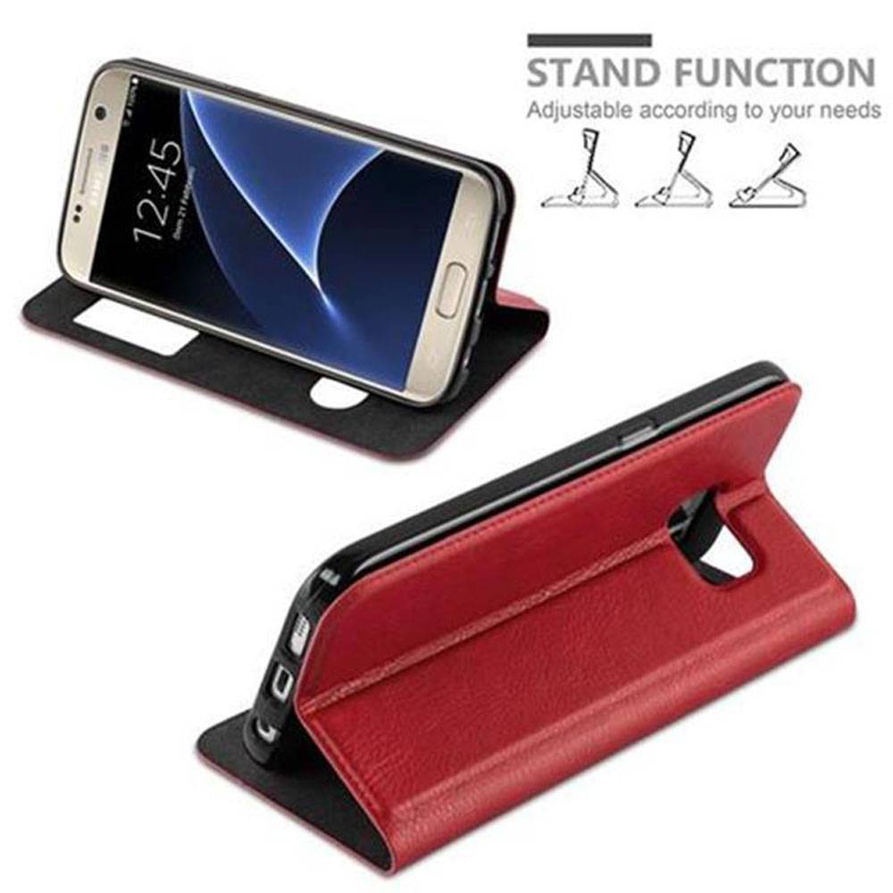 Cadorabo Schutzhülle für Samsung Galaxy S7 Hülle in Rot Handyhülle Book Case Cover Etui