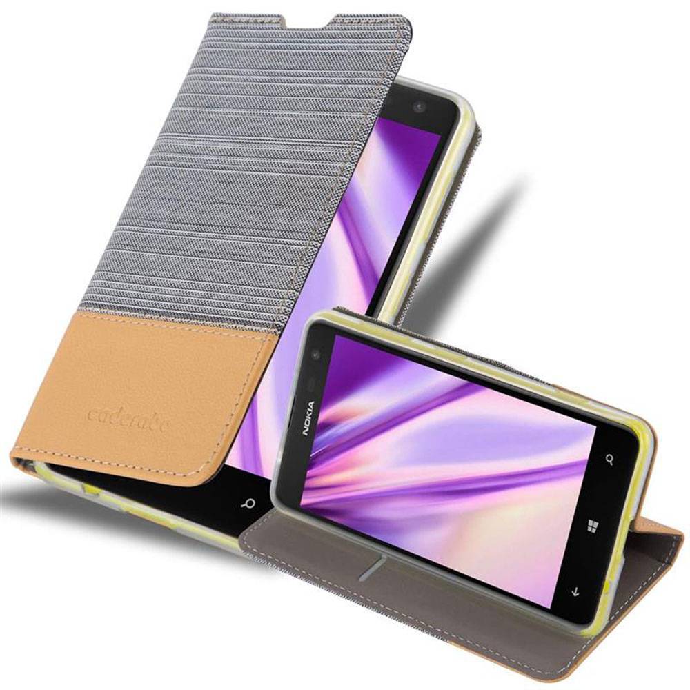 Cadorabo Hülle für Nokia Lumia 625 Schutzhülle in Grau Handy Hülle Etui Book Case Cover