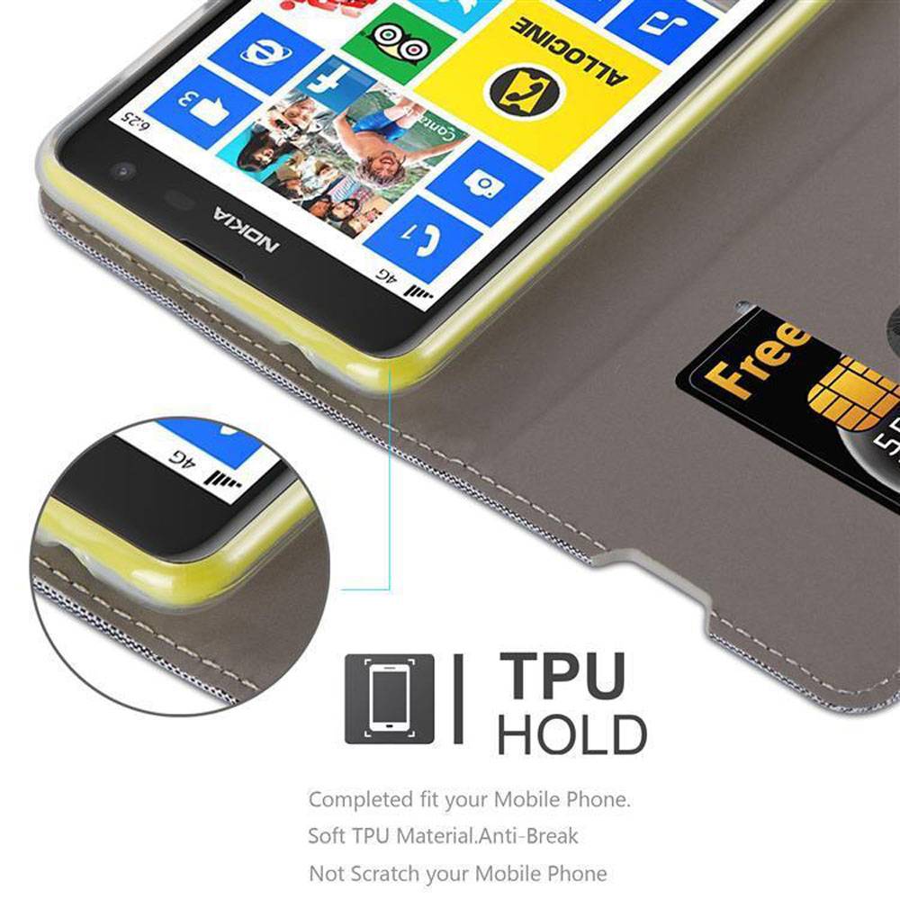 Cadorabo Hülle für Nokia Lumia 625 Schutzhülle in Grau Handy Hülle Etui Book Case Cover