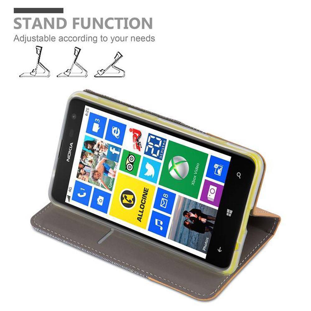 Cadorabo Hülle für Nokia Lumia 625 Schutzhülle in Grau Handy Hülle Etui Book Case Cover