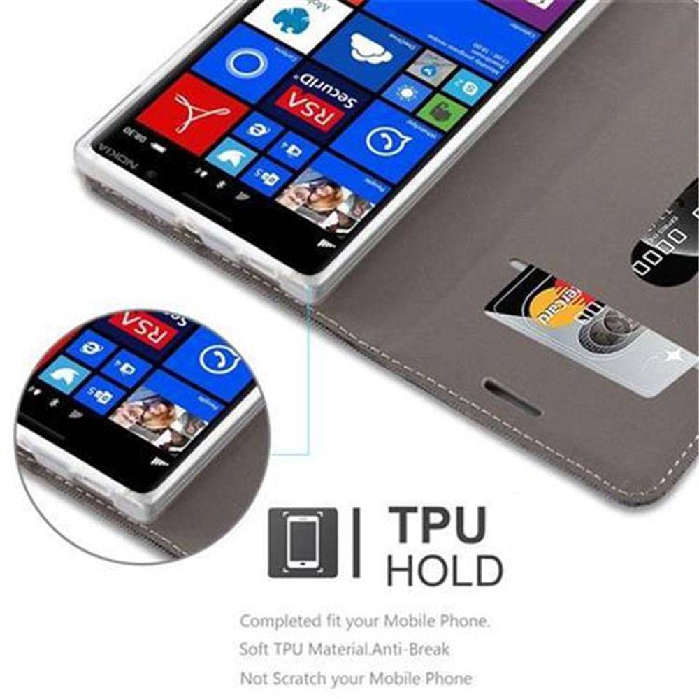 Cadorabo Hülle für Nokia Lumia 830 Schutzhülle in Grau Handy Hülle Etui Book Case Cover