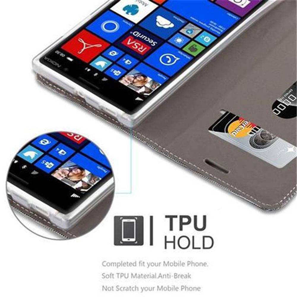 Cadorabo Hülle für Nokia Lumia 830 Schutzhülle in Grau Handy Hülle Etui Book Case Cover