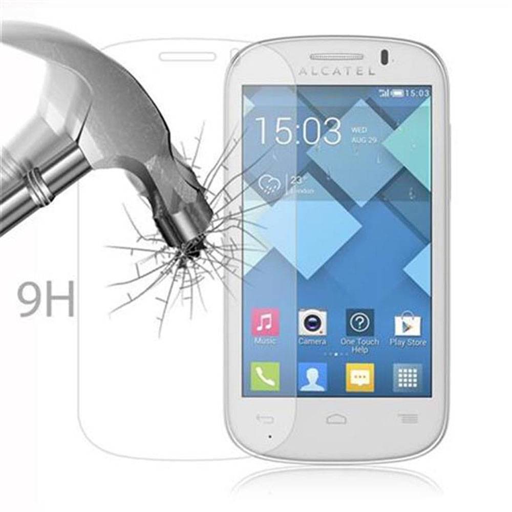 Cadorabo Panzer Folie für Alcatel C3 Schutzfolie in Transparent Gehärtetes Tempered Display-Schutzglas